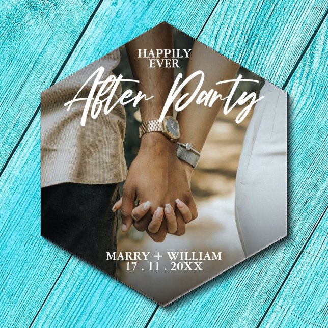 Elegant Minimalist Photo Flat Happily Ever After Paper Coaster (Creator Uploaded)