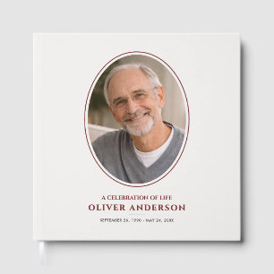 Elegant Minimalist Photo Funeral/Memorial Guest Book