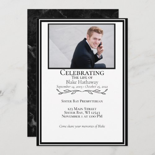 Elegant Minimalist Photo Funeral Memorial Invitation