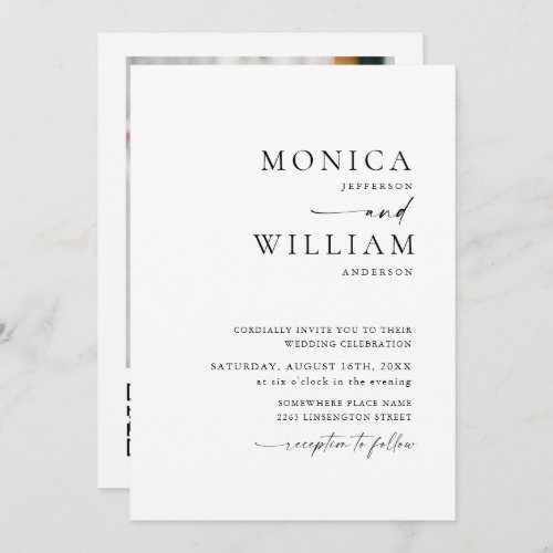 Elegant Minimalist Photo QR code Wedding Invitation