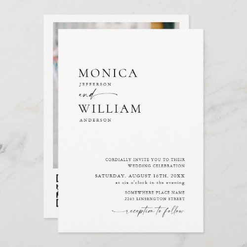 Elegant Minimalist Photo QR code Wedding Invitation