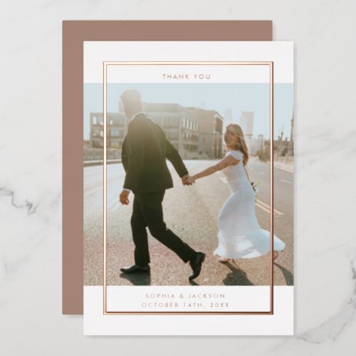 Elegant Minimalist Photo Rose Gold Thank You Card