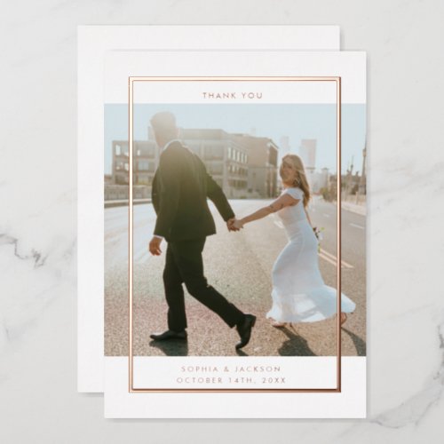 Elegant Minimalist Photo Rose Gold Thank You Card