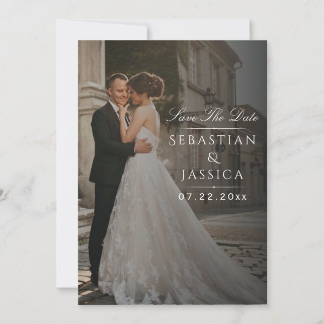 Elegant Minimalist Photo Save The Date Invitation (Front)