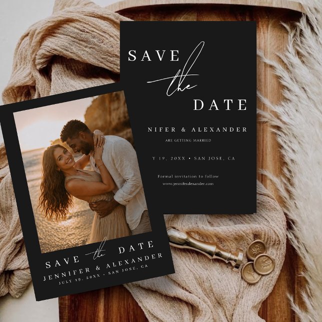 Elegant Minimalist Photo Save the Date Wedding (Elegant Minimalist Photo Save the Date Wedding Invitation Card)