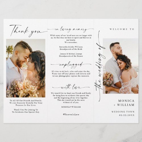 Elegant Minimalist Photo Wedding Ceremony Program