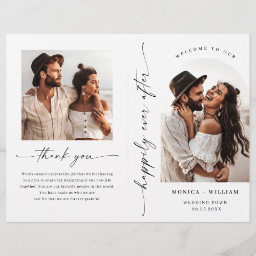 Elegant Minimalist Photo Wedding Ceremony Program