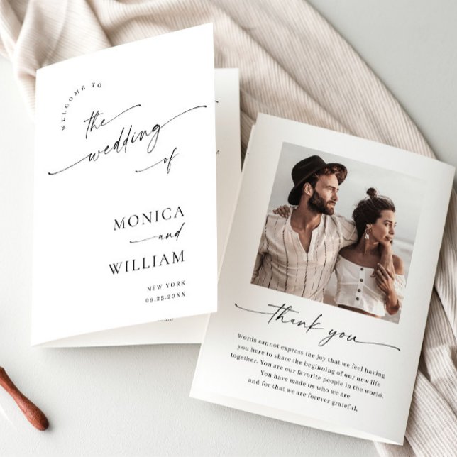 Elegant Minimalist Photo Wedding Ceremony Program (Creator Uploaded)