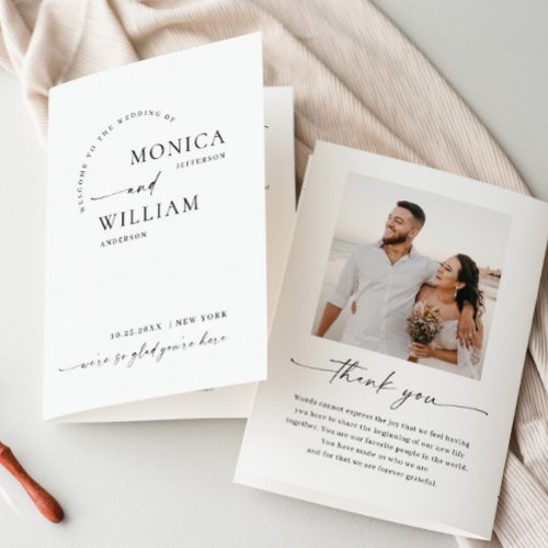 Elegant Minimalist Photo Wedding Ceremony Program