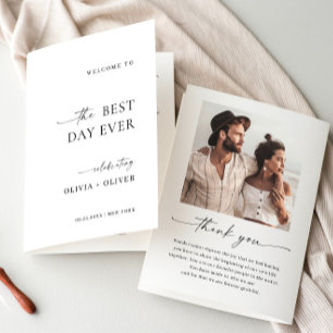 Elegant Minimalist Photo Wedding Ceremony Program