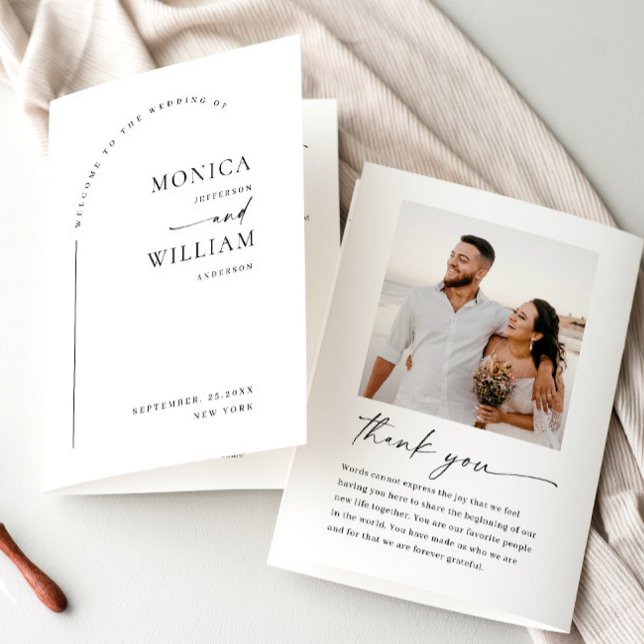 Elegant Minimalist Photo Wedding Ceremony Program (Creator Uploaded)