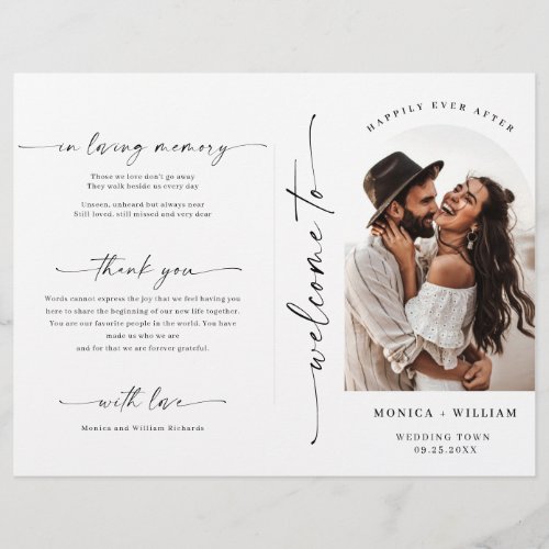 Elegant Minimalist Photo Wedding Ceremony Program