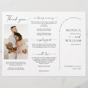 Elegant Minimalist Photo Wedding Ceremony Program