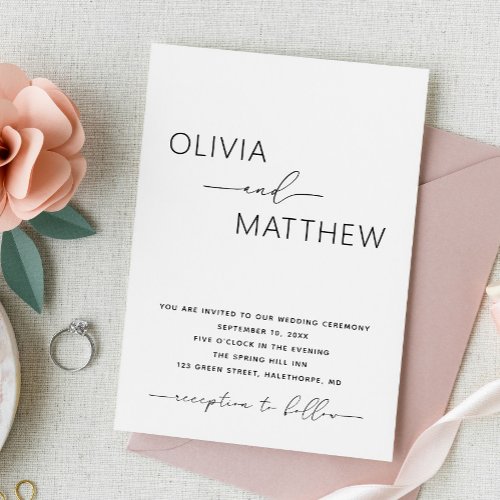 Elegant minimalist photo wedding  QR code details Invitation