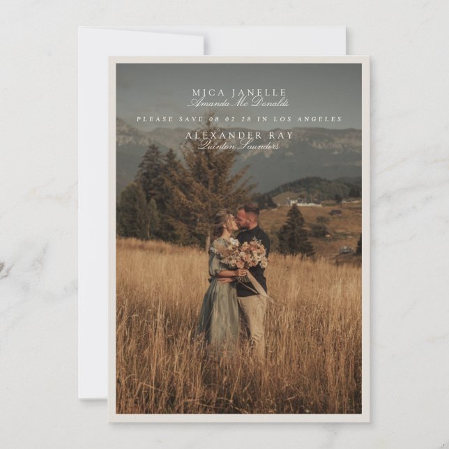 Elegant Minimalist Photo Wedding Save The Date (Front)
