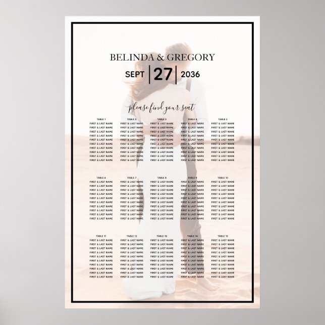 Elegant Minimalist Photo Wedding Seating Chart (Front)