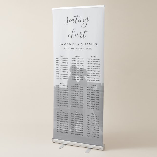 Elegant Minimalist Photo Wedding Seating Chart Retractable Banner (3/4)