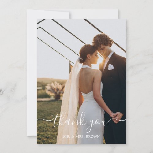 Elegant Minimalist Photo Wedding Thank You Card
