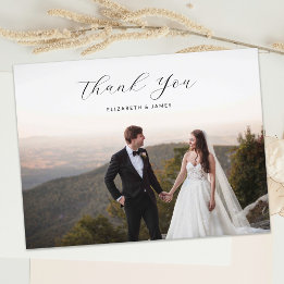 Elegant Minimalist Photo Wedding Thank You Postcard
