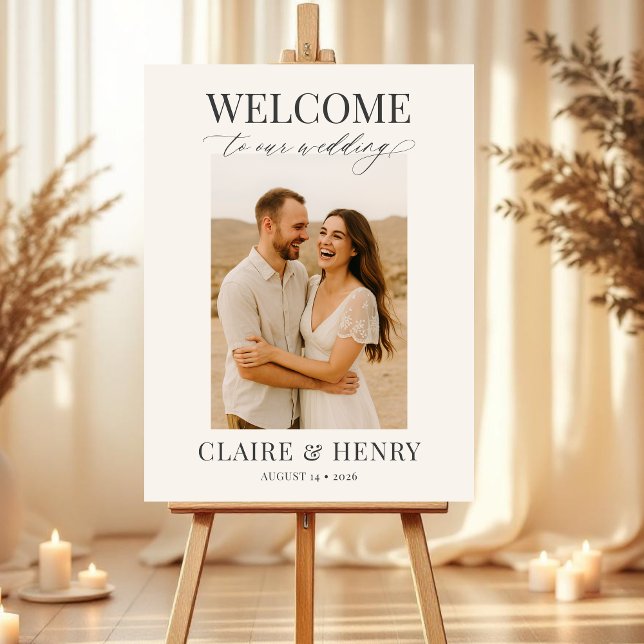 Elegant Minimalist Photo Wedding Welcome  Foam Board (Creator Uploaded)