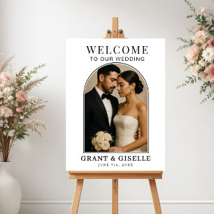 Elegant Minimalist Photo Wedding Welcome Sign