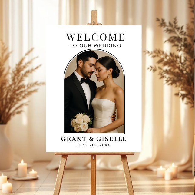 Elegant Minimalist Photo Wedding Welcome Sign  (Creator Uploaded)