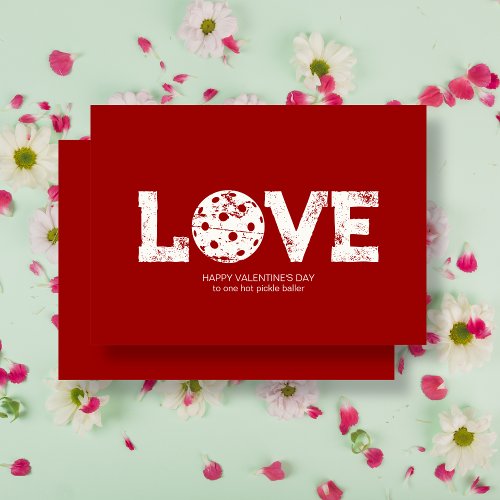 Elegant Minimalist Pickleball Valentines Day Card