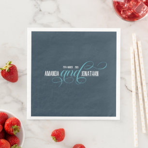 Elegant Minimalist Pickled Bluewood Wedding Paper Dinner Napkins