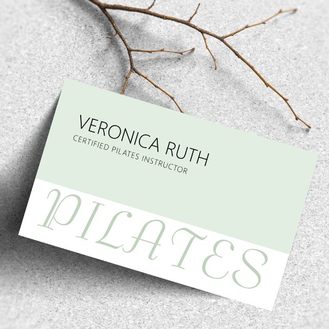 Elegant Minimalist Pilates Mint Green  Business Card (Creator Uploaded)