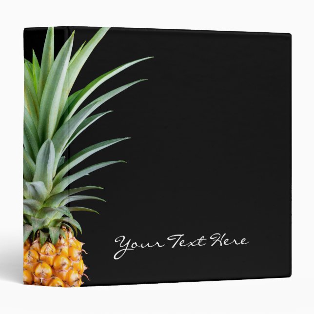 elegant minimalist pineapple | black background 3 ring binder (Front/Spine)