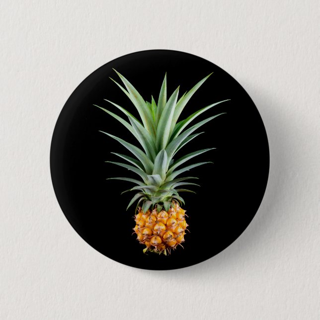 elegant minimalist pineapple | black background pinback button (Front)