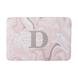 Elegant minimalist pink and white marble look bath mat
