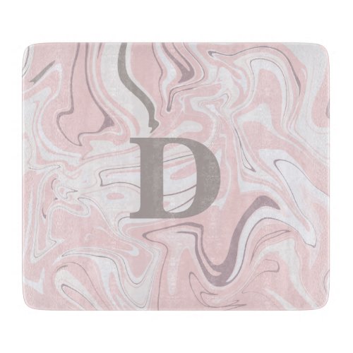 Elegant minimalist pink and white marble look cutting board