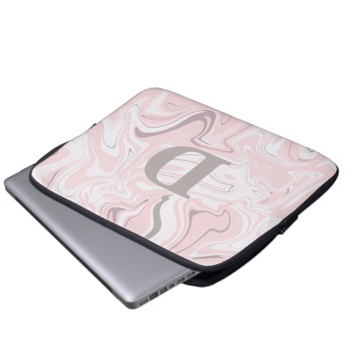 Elegant minimalist pink and white marble look laptop sleeve | Zazzle