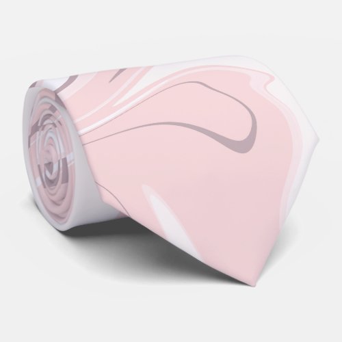 Elegant minimalist pink and white marble look neck tie