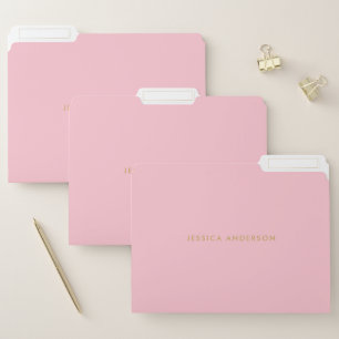 Elegant Minimalist Pink Gold Name File Folder