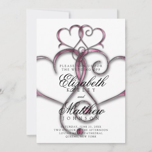 Elegant Minimalist Pink Heart Invitation