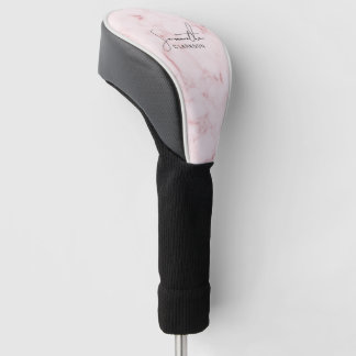 Elegant Minimalist Pink Marble Handwritten Script Golf Head Cover