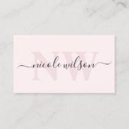 Elegant Minimalist Pink Monogram Name  Business Card at Zazzle