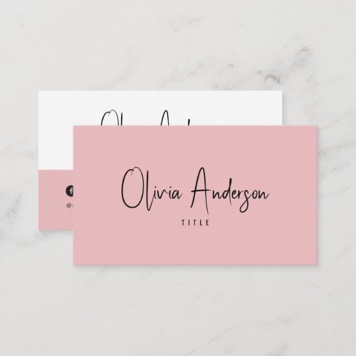 Elegant Minimalist Pink Neutral Boho Chic Modern Business Card