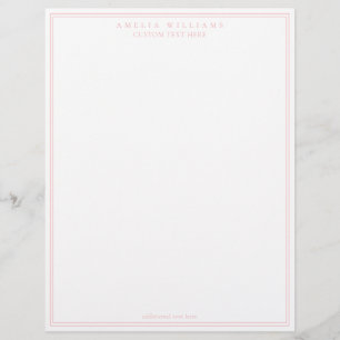 Elegant Minimalist Pink Two Border Letterhead