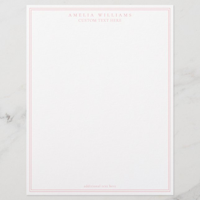 Elegant Minimalist Pink Two Border Letterhead (Front)