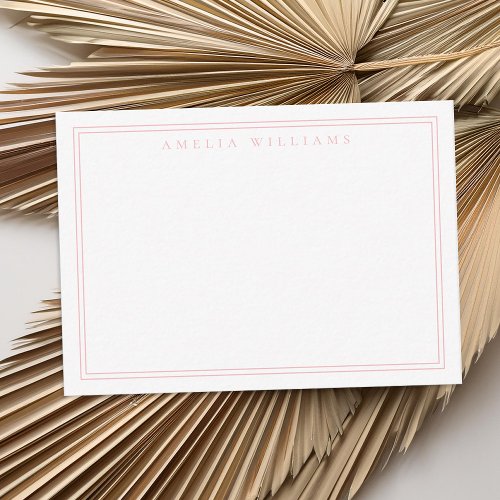 Elegant Minimalist Pink Two Border Note Card