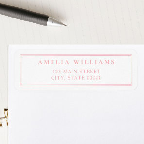 Elegant Minimalist Pink Two Border Return Address Label