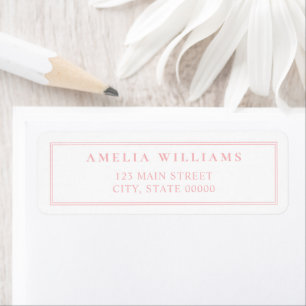 Elegant Minimalist Pink Two Border Return Address Label