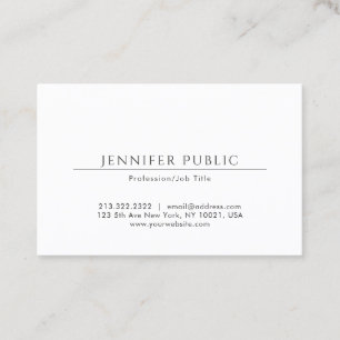 Elegant Minimalist Plain Modern White Professional Business Card
