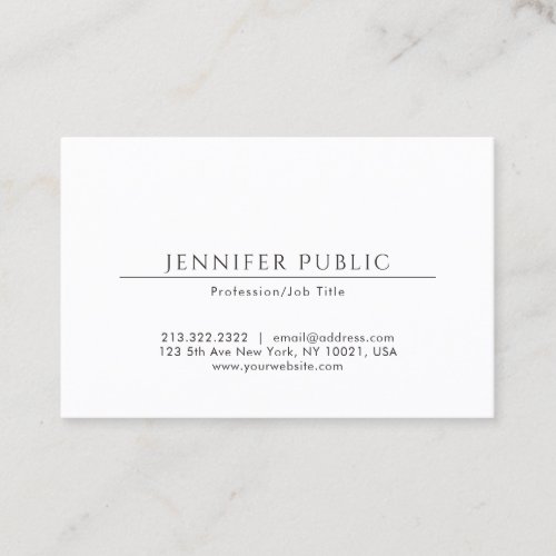 Elegant Minimalist Plain Modern White Professional Business Card