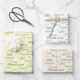 Elegant Minimalist Polyglot "Thank You" Colorful Wrapping Paper Sheets