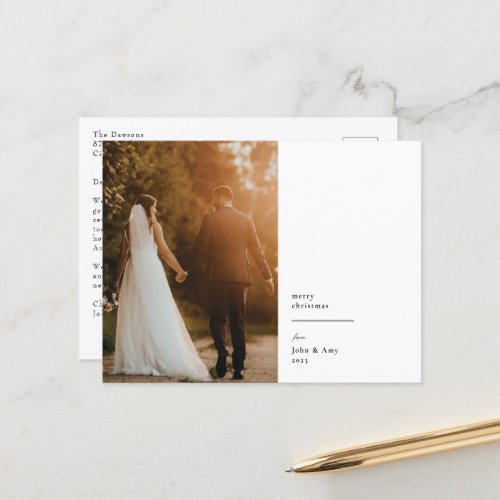 Elegant Minimalist Portrait Photo Holiday Postcard