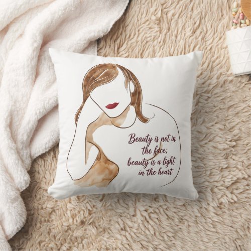 Elegant Minimalist Portrait with Quote Throw Pillow